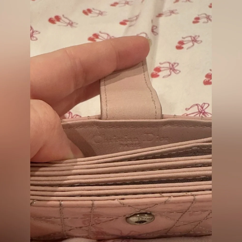 Pink Christian Dior Quilted Cardholder/Wallet